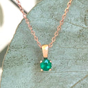 Petite 4 Claw Rose Gold Emerald Pendant