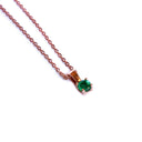 Petite 4 Claw Rose Gold Emerald Pendant