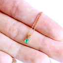 Petite 4 Claw Rose Gold Emerald Pendant