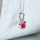 Petite 4 Claw White Gold Ruby Pendant