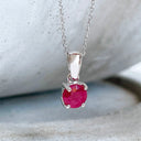 Petite 4 Claw White Gold Ruby Pendant