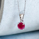 Petite 4 Claw White Gold Ruby Pendant