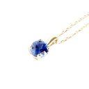 Petite Bale Round Cut Four Claw Sapphire Yellow Gold Pendant