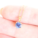 Petite Bale Round Cut Four Claw Sapphire Yellow Gold Pendant