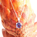 Petite Bale Round Cut Four Claw Tanzanite White Gold Pendant