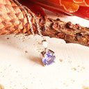 Petite Bale Round Cut Four Claw Tanzanite White Gold Pendant