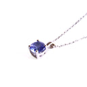 Petite Bale Round Cut Four Claw Tanzanite White Gold Pendant