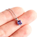 Petite Bale Round Cut Four Claw Tanzanite White Gold Pendant