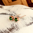 Petite Classic Four Claw Round Cut Tsavorite Rose Gold Studs