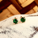 Petite Classic Four Claw Round Cut Tsavorite Rose Gold Studs