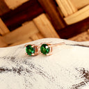 Petite Classic Four Claw Round Cut Tsavorite Rose Gold Studs