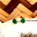 Petite Classic Four Claw Round Cut Tsavorite White Gold Studs