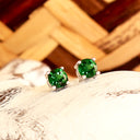 Petite Classic Four Claw Round Cut Tsavorite White Gold Studs