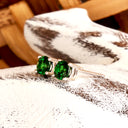 Petite Classic Four Claw Round Cut Tsavorite White Gold Studs