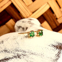 Petite Classic Four Claw Round Cut Tsavorite Yellow Gold Studs