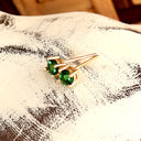 Petite Classic Four Claw Round Cut Tsavorite Yellow Gold Studs