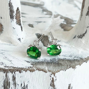 Tsavorite and diamond earrings