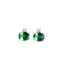 Petite Elegant Tsavorite Earrings with Solitaire Diamond Highlight