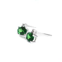 Petite Elegant Tsavorite Earrings with Solitaire Diamond Highlight
