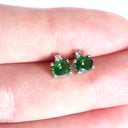 Petite Elegant Tsavorite Earrings with Solitaire Diamond Highlight