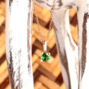 Petite Fixed Bale Round Cut Tsavorite Rose Gold Pendant