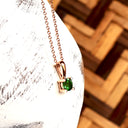 Petite Fixed Bale Round Cut Tsavorite Rose Gold Pendant
