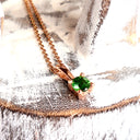 Petite Fixed Bale Round Cut Tsavorite Rose Gold Pendant