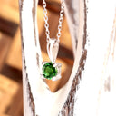 Petite Fixed Bale Round Cut Tsavorite White Gold Pendant