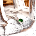 Petite Fixed Bale Round Cut Tsavorite White Gold Pendant