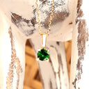 Petite Fixed Bale Round Cut Tsavorite Yellow Gold Pendant
