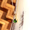 Petite Fixed Bale Round Cut Tsavorite Yellow Gold Pendant