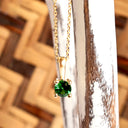 Petite Fixed Bale Round Cut Tsavorite Yellow Gold Pendant