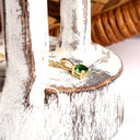 Petite Fixed Bale Round Cut Tsavorite Yellow Gold Pendant
