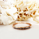 Petite Four Claw Channel Set Black Diamond Rose Gold Ring