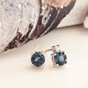Petite London Blue Topaz Diamond Accent Studs