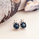 Petite London Blue Topaz Diamond Accent Studs