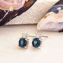 Petite London Blue Topaz Diamond Accent Studs