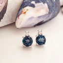 Petite London Blue Topaz Diamond Accent Studs