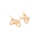 Petite Yellow Gold Matt Table Mountain In Africa Outline Earrings