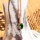 Petite Oval Tsavorite Rose Gold Pendant with White Diamond Bale Highlight