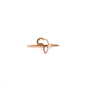Petite Rose Gold Africa Map Outline Ring