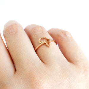 Petite Rose Gold Africa Map Outline Ring