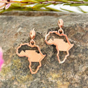 Rose Gold Table Mountain In Africa Outline Earrings
