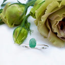 Petite Silver Oval Cut Emerald Ring