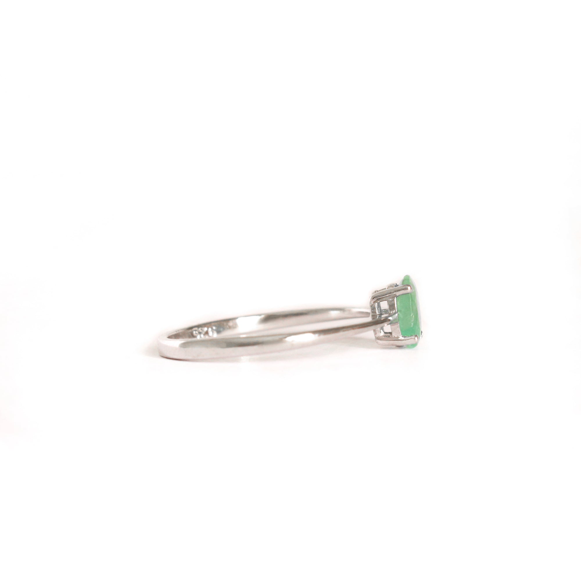 Petite Silver Oval Cut Emerald Ring