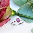 Petite Silver Oval Cut Ruby Ring