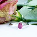 Petite Silver Oval Cut Ruby Ring