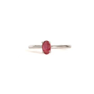 Petite Silver Oval Cut Ruby Ring