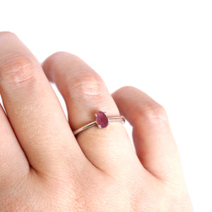 Petite Silver Oval Cut Ruby Ring