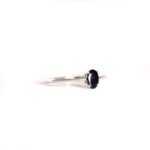 Petite Silver Oval Cut Sapphire Ring